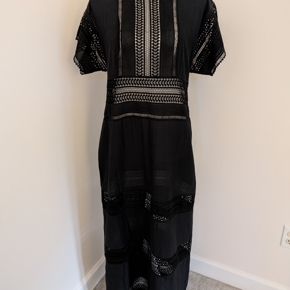 Banana Republic Black Maxi Dress with Embroidery